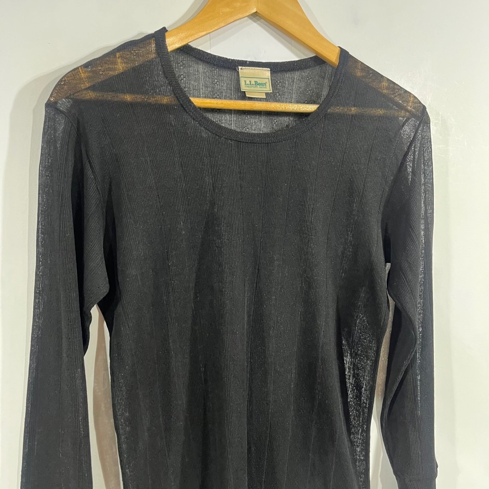 Vintage LL Bean Sheer Granola Indie Pointelle Knit Preppy Boho Top Womens Medium - Picture 2 of 9